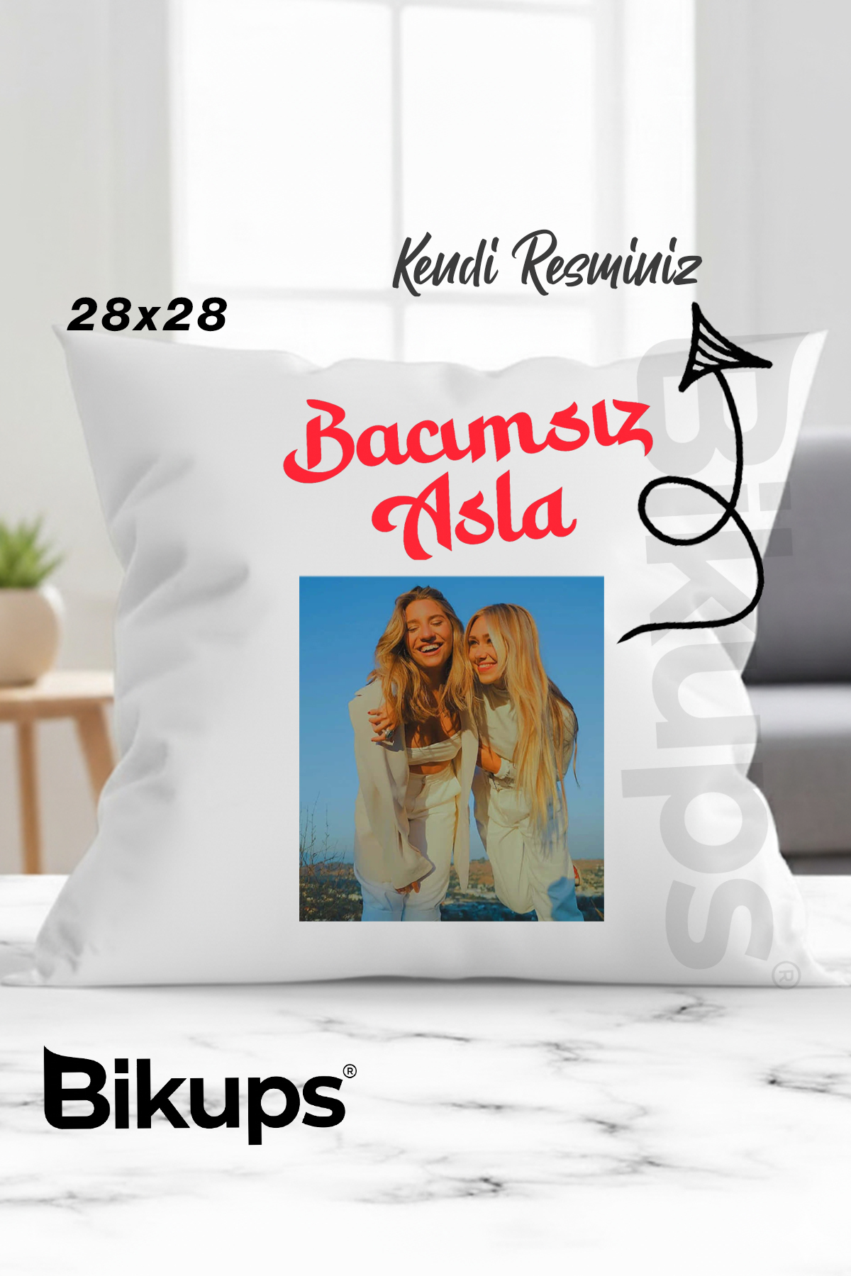 Bacımsız Asla yastık 28x28 ( kendi resminiz )