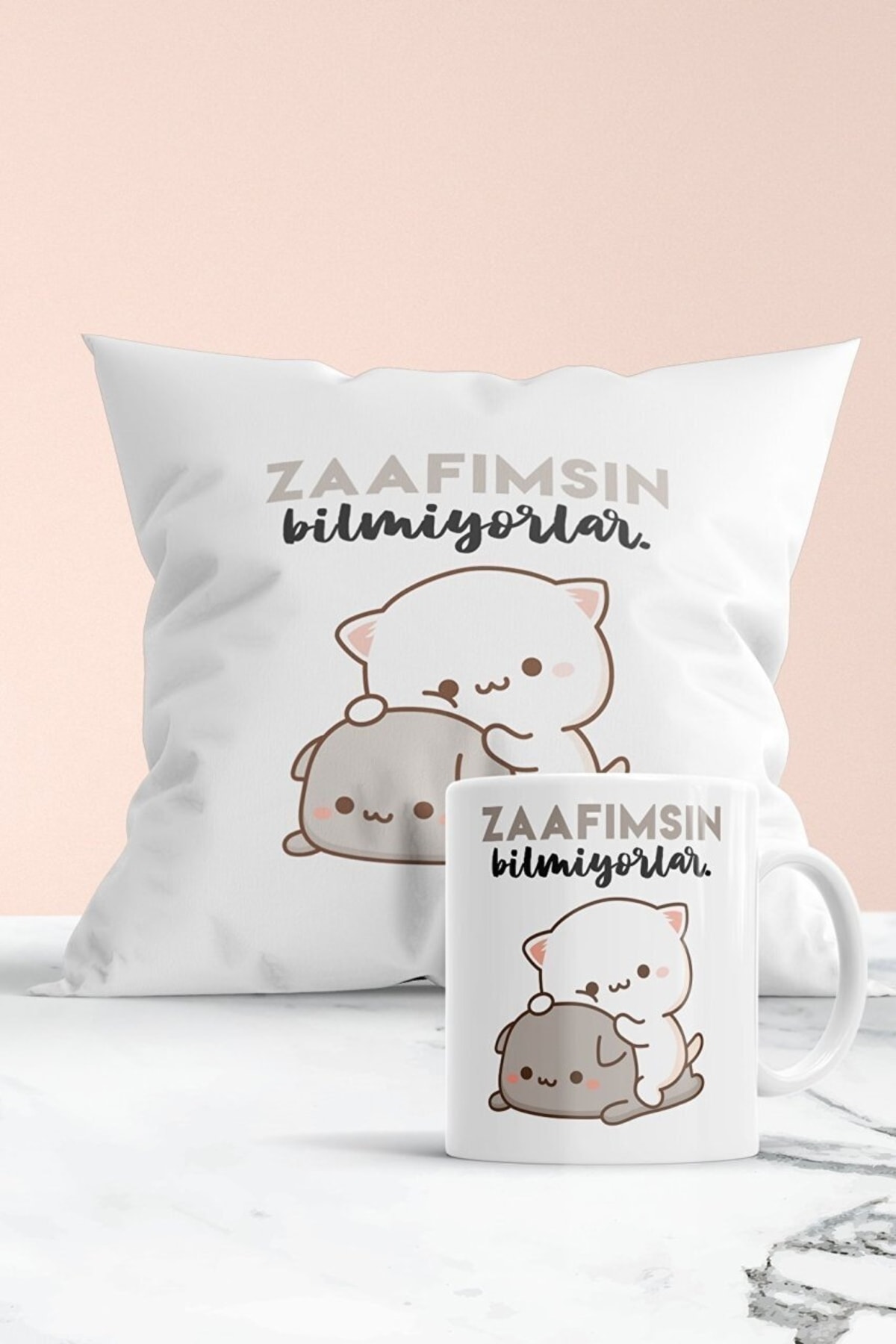 Zaafımsın Bilmiyorlar Baskılı Hediyelik Yastık Ve Kupa Seti