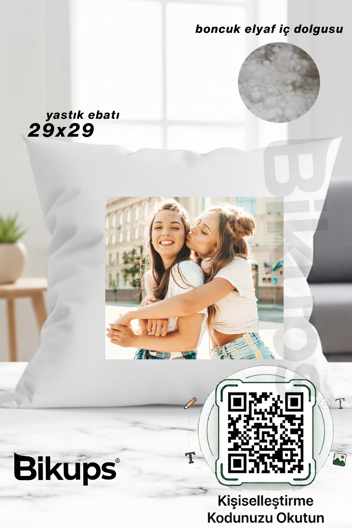 Kişiye Özel Kendin Tasarla Yastık 29x29 cm Fotoğraf Baskılı Dekoratif Hediye Yastık