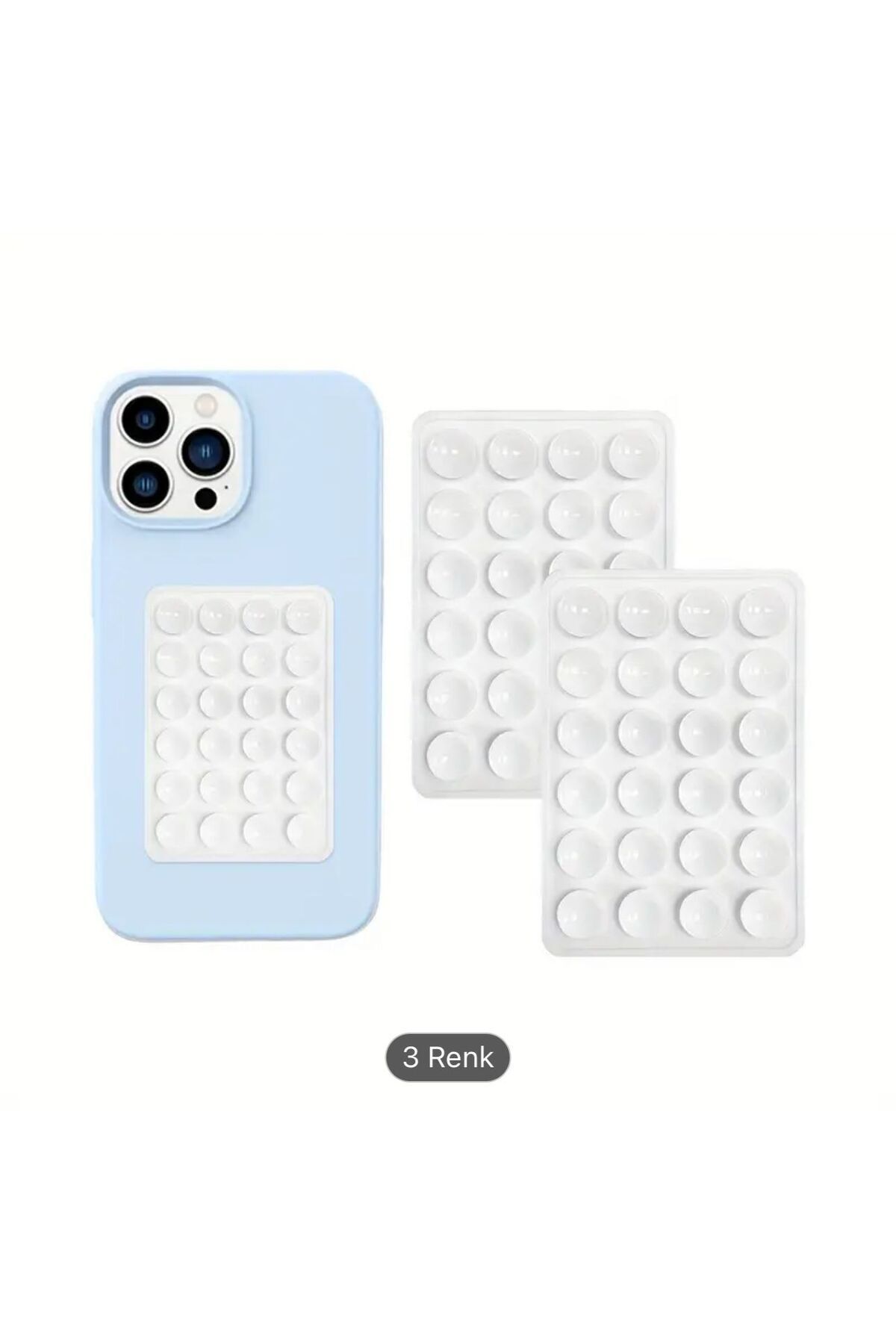 Vantuzlu silikon telefon tutucu 3 adet beyaz