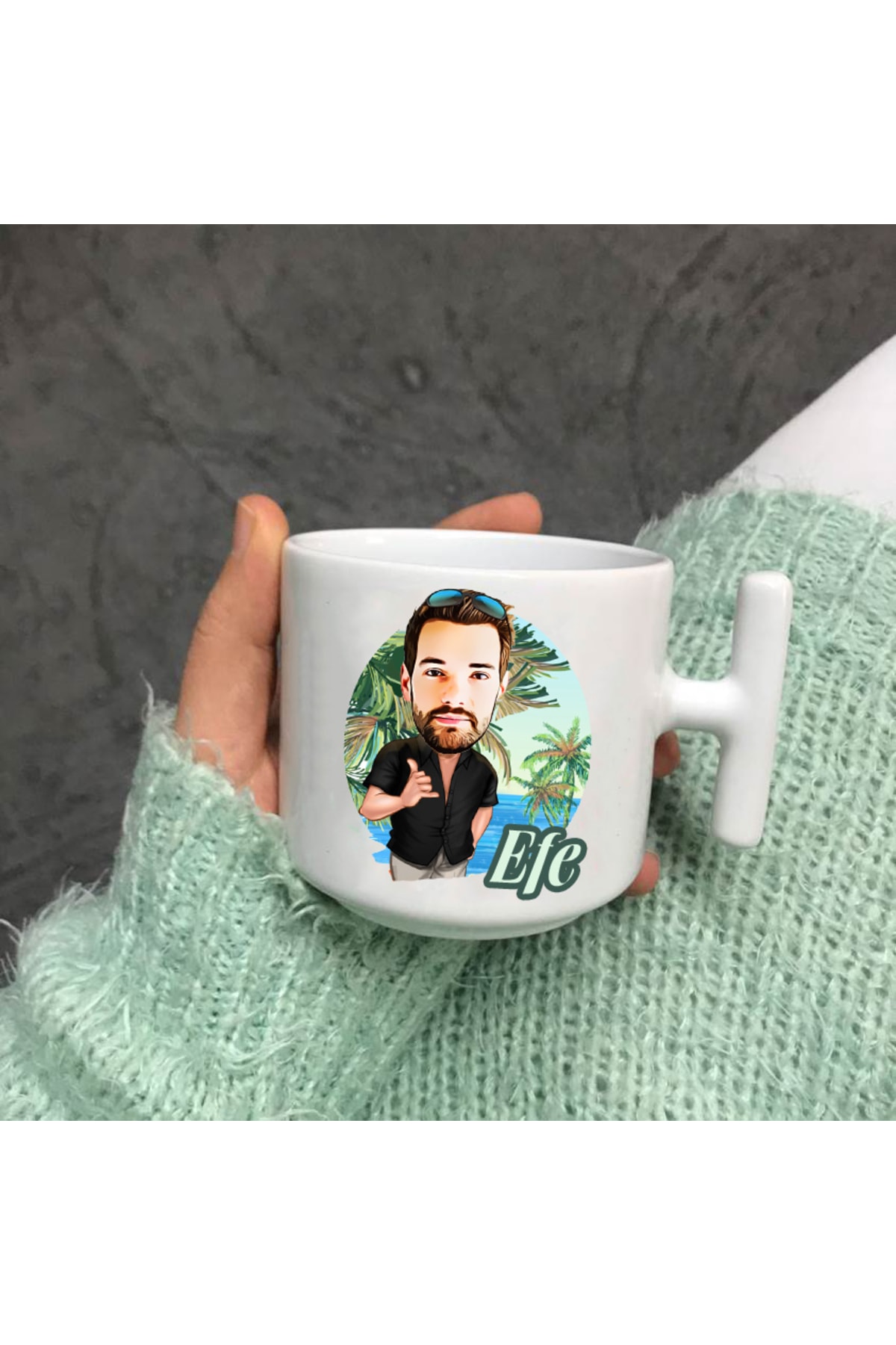 Eğlenceli Karikatür Nescafe Fincanı T Kulp