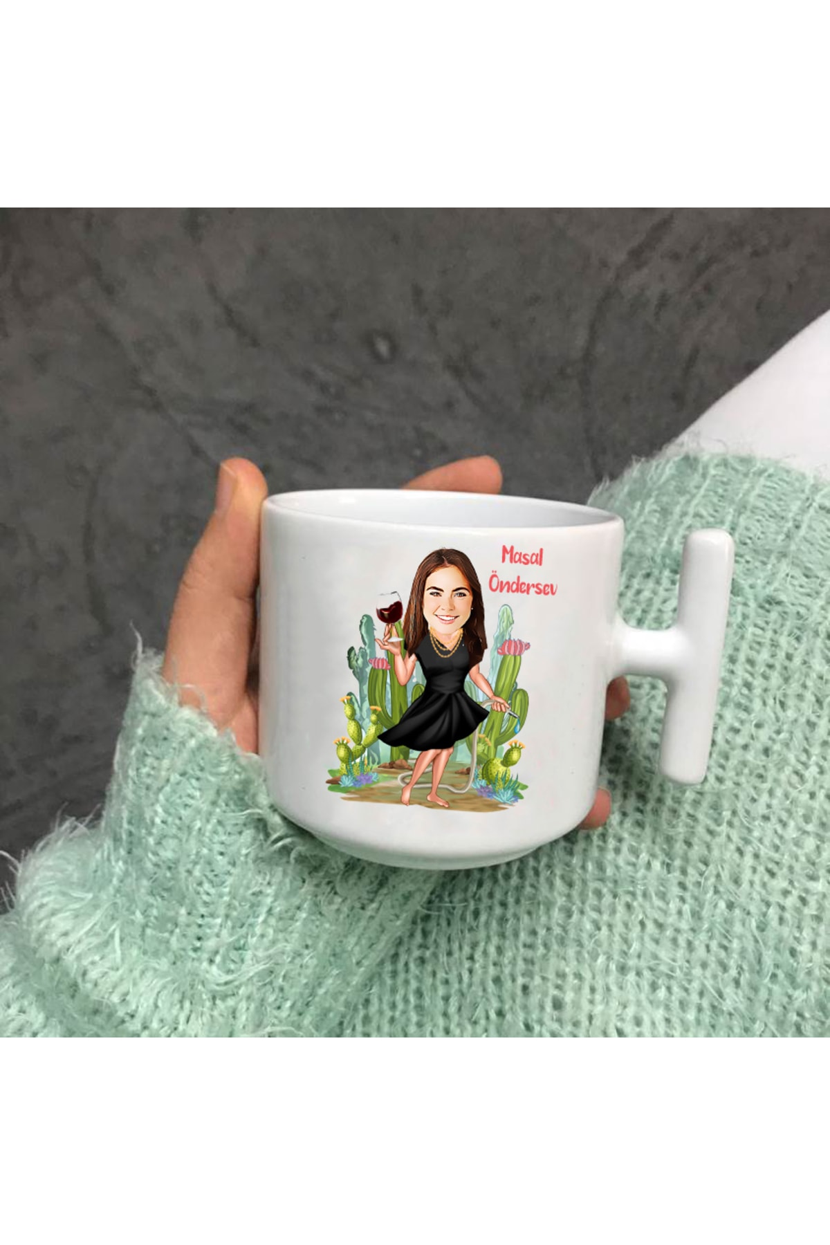 Eğlenceli Karikatür Nescafe Fincanı T Kulp