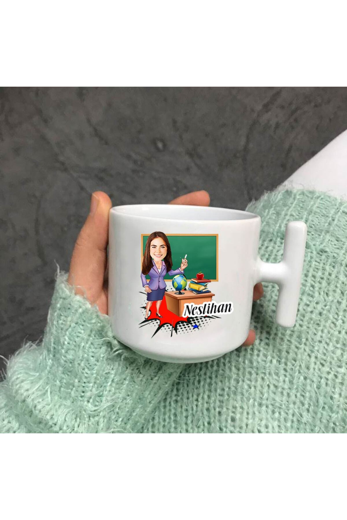 Öğretmenlere Özel Karikatür Nescafe Fincanı T Kulp