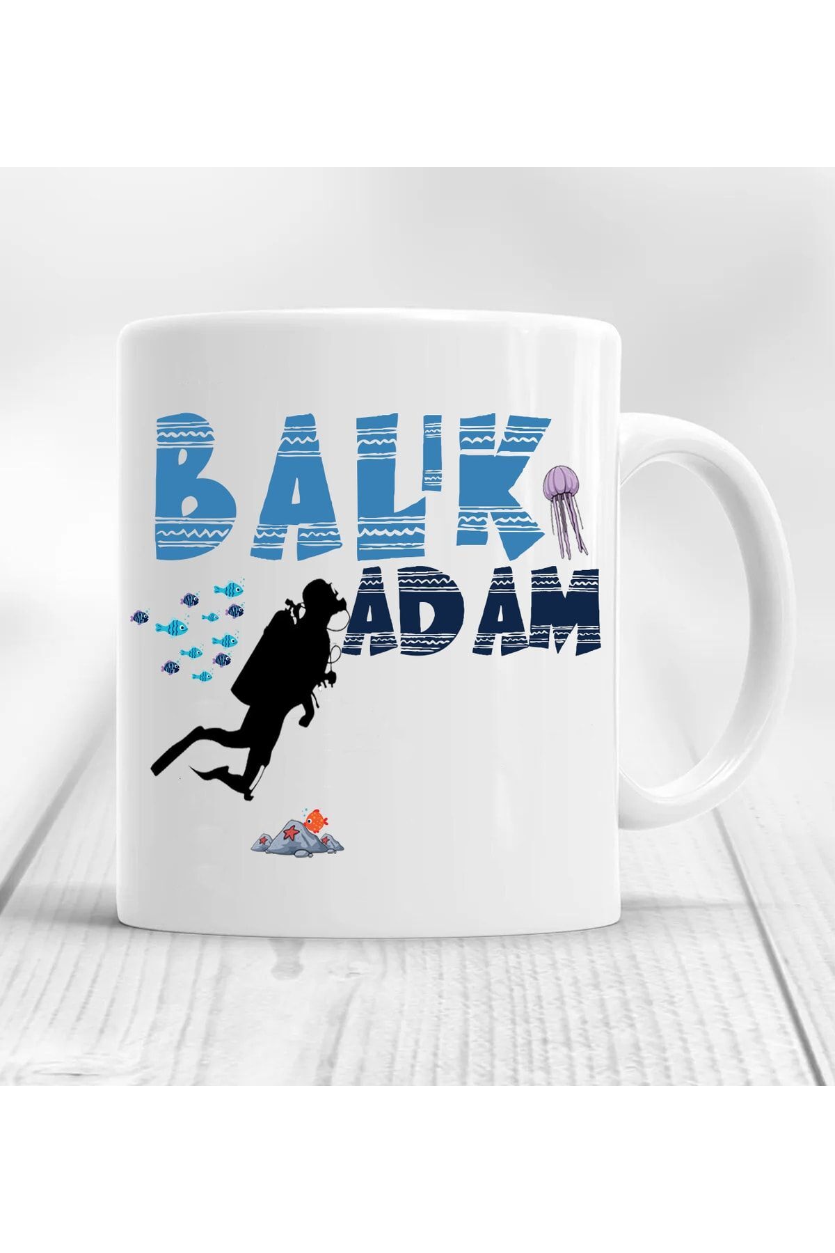 Balık Adamlara Özel Baskılı Kupa Bardak